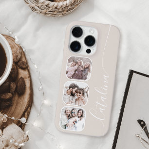 Custom Photo Collage Personalised Beige iPhone 16 Pro Case