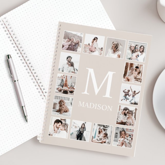 Custom Photo Collage Personalised Beige Notebook (Creator Uploaded)