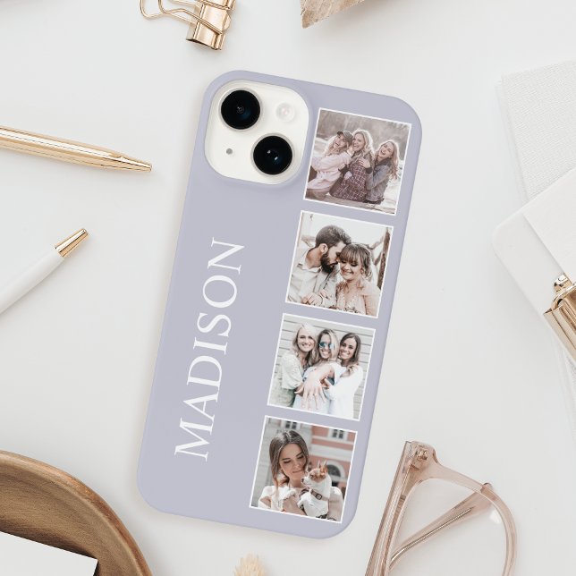 Custom Photo Collage Personalised Lavender iPhone 16 Case (Creator Uploaded)