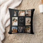 Custom Photo Collage Personalised Picture Family Cushion<br><div class="desc">A modern custom 8 photo pillow with personalised text. A beautiful custom photo collage pillow ideal for weddings, anniversaries, memorials and keepsakes for friends and family. Personalise the 8 photo collage and calligraphy script text pillow and create your own keepsake pillow. An ideal gift for mum, dad, grandma, grandpa, newlyweds,...</div>
