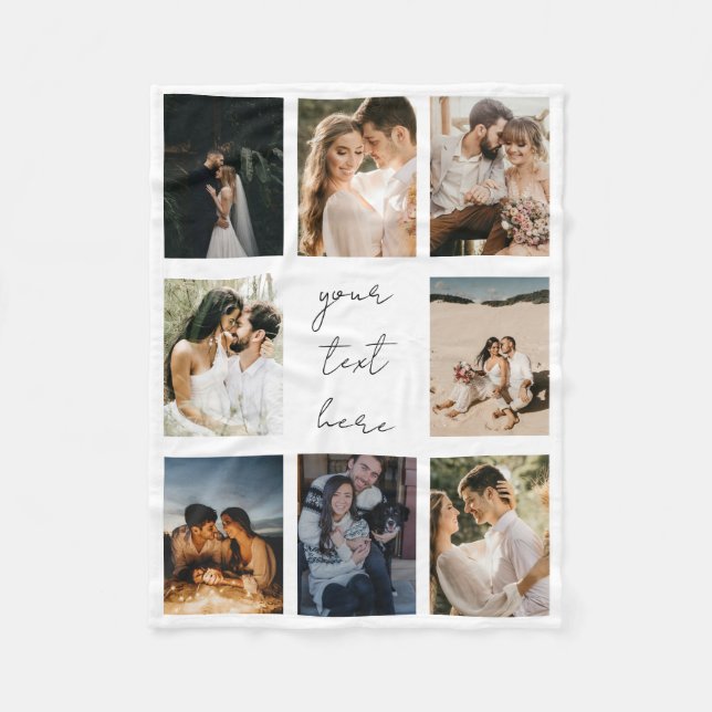 Custom Photo Collage Personalised Picture Family Fleece Blanket (Front)