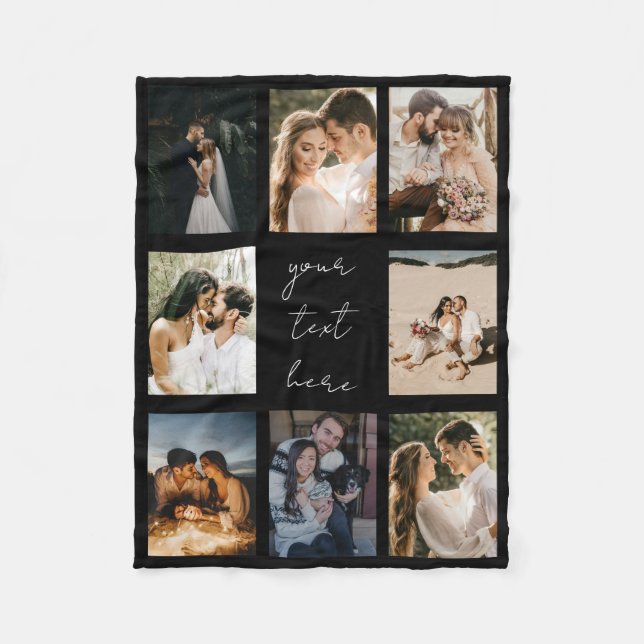 Custom Photo Collage Personalised Picture Family Fleece Blanket (Front)