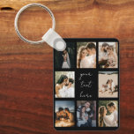 Custom Photo Collage Personalised Picture Family Key Ring<br><div class="desc">A modern custom 8 photo keychain with personalised text. A beautiful custom photo collage keychain ideal for weddings, anniversaries, memorials and keepsakes for friends and family. Personalise the 8 photo collage and calligraphy script text keychain and create your own keepsake keychain. An ideal gift for mum, dad, grandma, grandpa, newlyweds,...</div>
