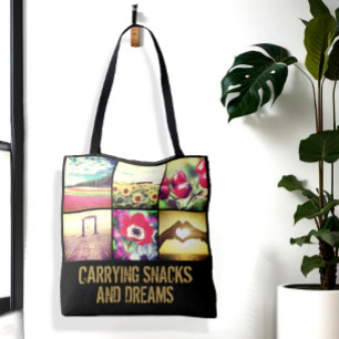 Custom photo collage personalised text tote bag