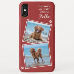Custom Photo Collage Pet Dog Cat Quote Cute Photo iPhone XS Max Case<br><div class="desc">You Make My Heart Smile ... Now you can carry your best friend with you wherever you go with this custom dog pet photo iPhone case . This 2 photo collage with heart and paw print design is trendy, elegant, cool and cute. Customise with your favourite dog photo, cat photo,...</div>