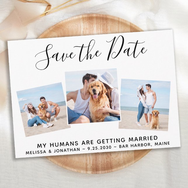 Custom Photo Collage Pet Dog Wedding Save The Date (Creator Uploaded)