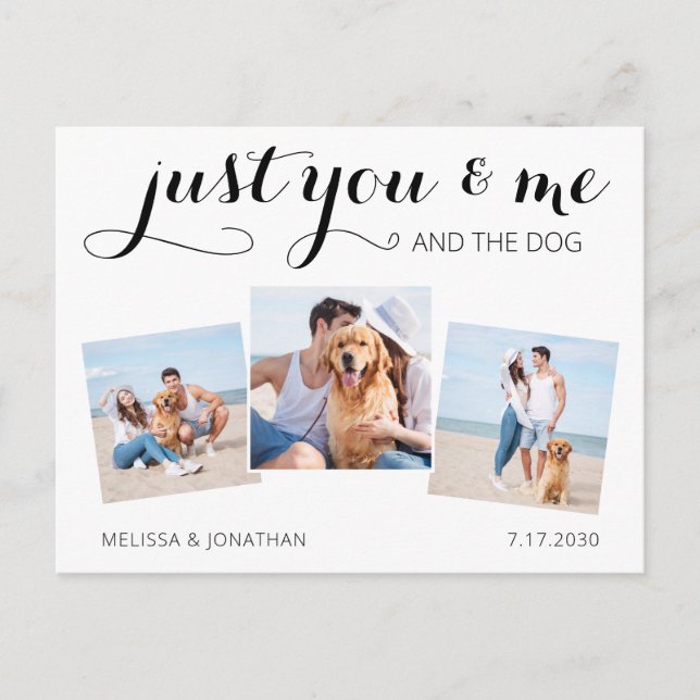 Custom Photo Collage Pet Wedding Dog Save The Date Announcement Postcard (Front)