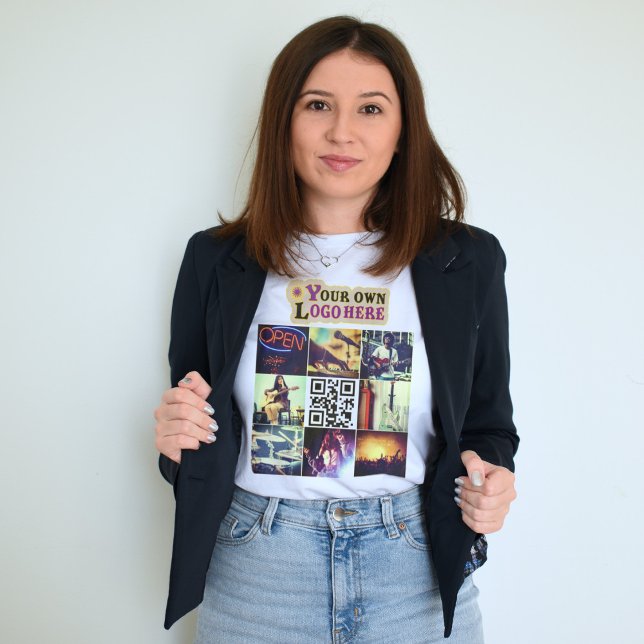 Custom photo collage Qr code and logo T-Shirt (Creator Uploaded)