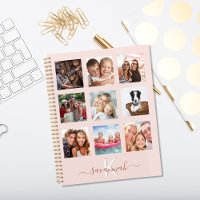 Custom photo collage rose gold pink monogram 2022