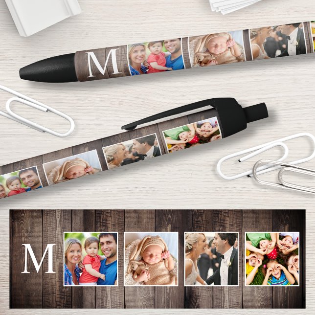 Custom Photo Collage Rustic Farmhouse Family Black Ink Pen (Creator Uploaded)