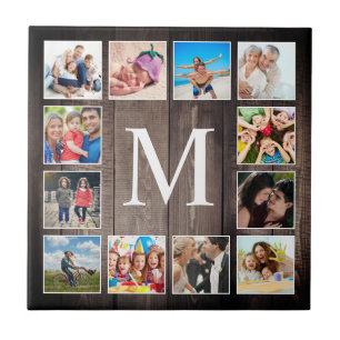 Custom Photo Collage Rustic Farmhouse Family Ceramic Tile