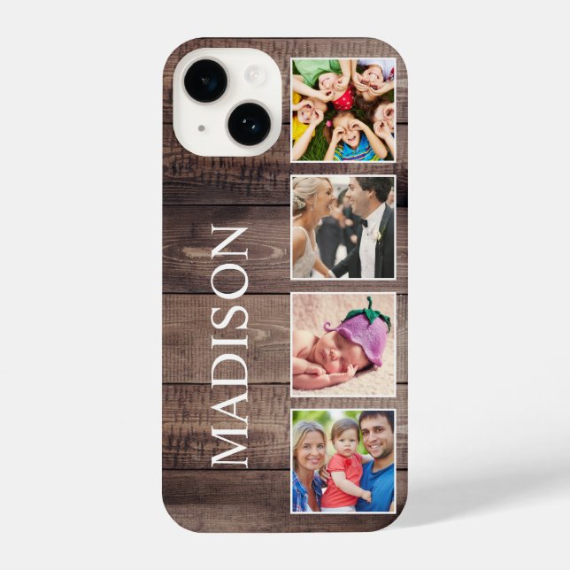 Custom Photo Collage Rustic Farmhouse Family iPhone Case (Back)