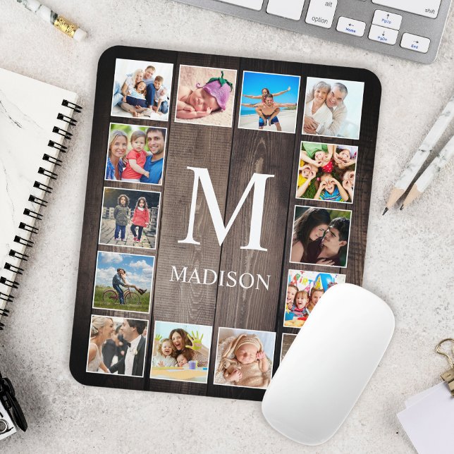 Custom Photo Collage Rustic Farmhouse Family Mouse Pad (Creator Uploaded)