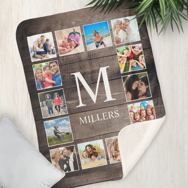 Custom Photo Collage Rustic Farmhouse Family Sherpa Blanket (Creator Uploaded)