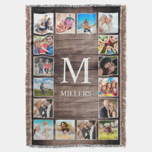 Custom Photo Collage Rustic Farmhouse Family Throw Blanket