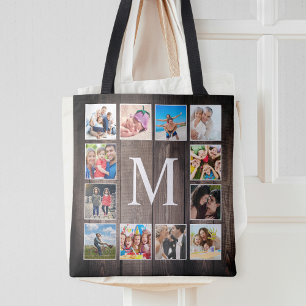 Custom Photo Collage Rustic Farmhouse Family Tote Bag