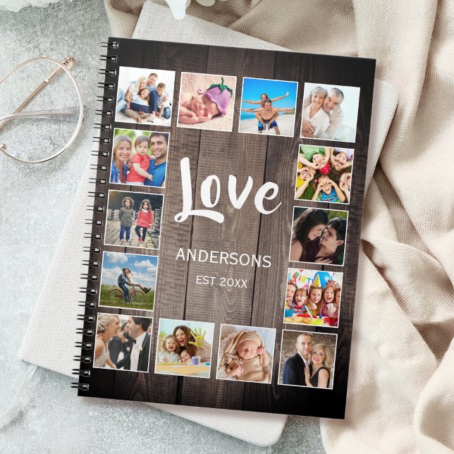 Custom Photo Collage Rustic Farmhouse Love Family Notebook (Creator Uploaded)