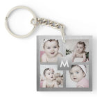 Custom Photo Collage Silver Monogram 4 Images