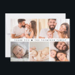 Custom Photo Collage Simple Baby Shower Thank You Card<br><div class="desc">Express your gratitude with our "Baby Shower Photo Collage Simple Heart Thank You Card". This charming card features a sweet, simple design and a customisable photo collage, perfect for showcasing memories from your special day. Personalise the message on the back to add a heartfelt touch, making these thank you cards...</div>