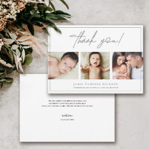 Custom Photo Collage Simple Script Baby Thank You Card