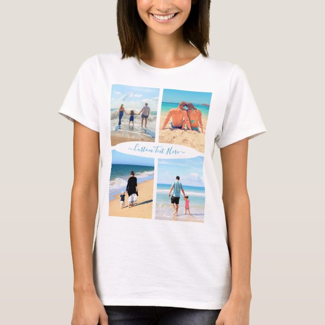 Custom Photo Collage T-Shirt Your Photos and Text (Front)