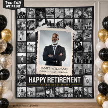 Custom Photo Collage Tapestry, Retro Retirement