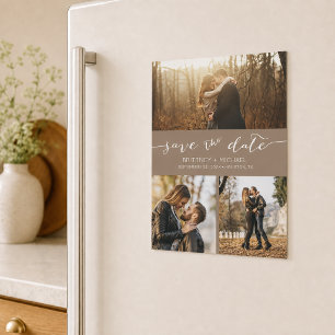 Custom Photo Collage Taupe Save the Date