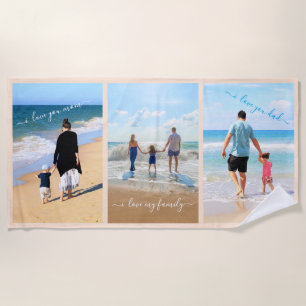 Custom Photo Collage Text Beach Towel Your Family