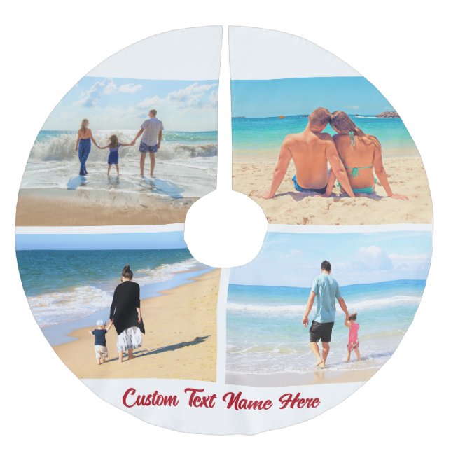 Custom Photo Collage Text Christmass Tree Skirt (Front)