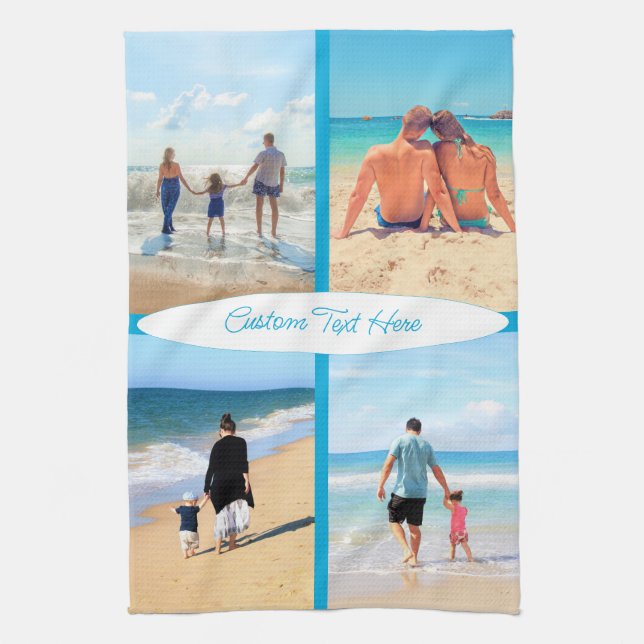 Custom Photo Collage Text Kitchen Towel Your Photo (Vertical)