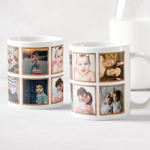 Custom Photo Collage Trendy Rose Gold Coffee Mug