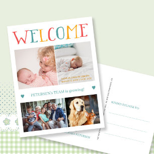 Custom photo collage WELCOME new baby birth Announcement Postcard
