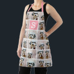 Custom Photo Collage with 8 Photos Pink Monogram Apron<br><div class="desc">Use your favourite photo or pictures to make a fun keepsake to share with friends. You can use square or selfie photos for this design. Use eight square photos to create a unique and personal gift. Or you can keep the hipster puppy and make a trendy keepsake. For best results,...</div>