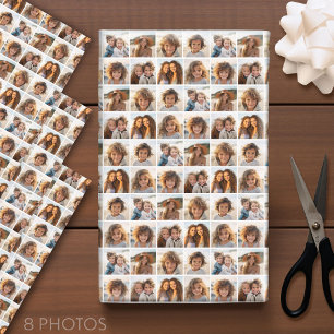 Custom Photo Collage with 8 Square Photos Wrapping Paper Sheet