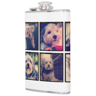 Custom Photo Collage with Square Photos Hip Flask