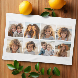 Custom Photo Collage with Square Photos Tea Towel
