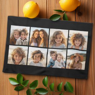 Custom Photo Collage with Square Photos Tea Towel