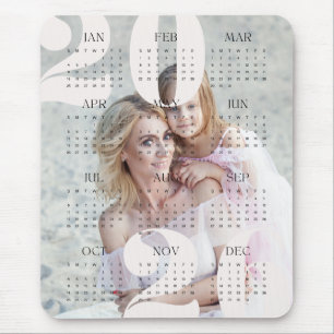 Custom Photo & Color Year Calendar 2026 Mouse Pad