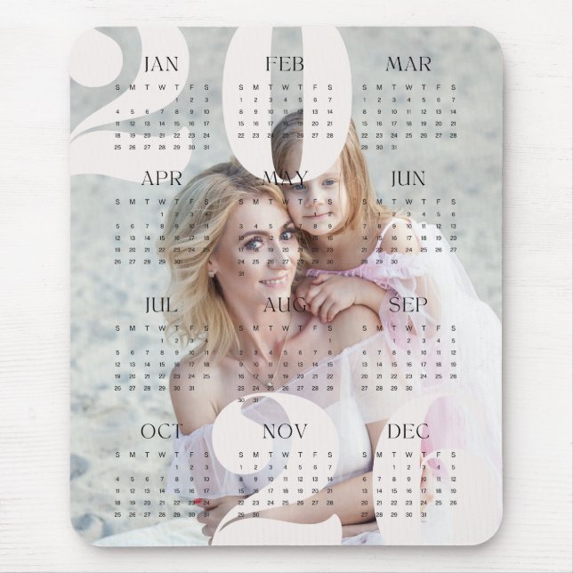 Custom Photo & Colour Year Calendar 2026 Mouse Pad (Front)