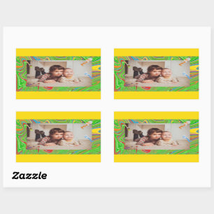 Custom Photo Colourful Paintbrush Theme Rectangular Sticker