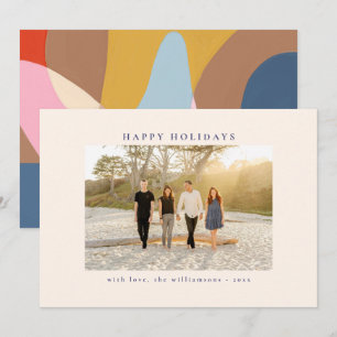 Custom Photo Colourful Unique Abstract Happy Holiday Card