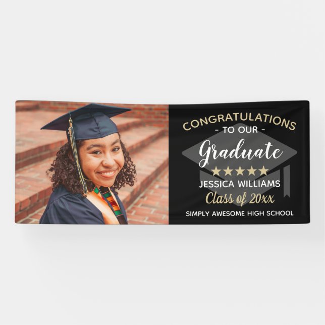 Custom Photo Congratulations Graduate Graduation Banner (Horizontal)