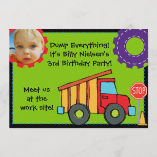 Custom Photo Construction Birthday 5x7" Invitation