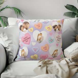 Custom Photo Conversation Candy Hearts Cushion