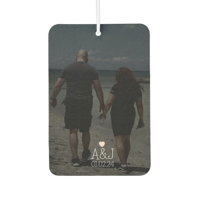 Custom Photo Couple Gift Anniversary Initial Car Car Air Freshener (Front)