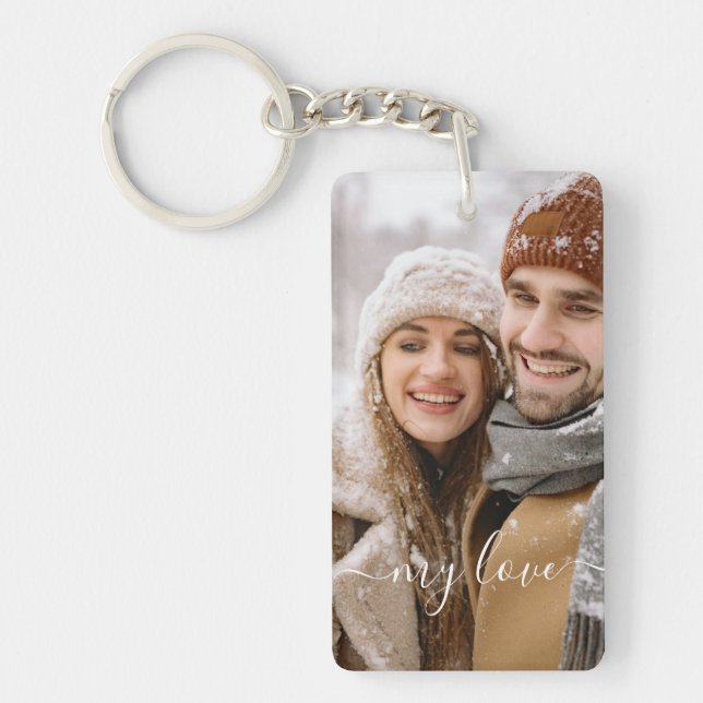 Custom Photo Couple My Love Keychain (Front)