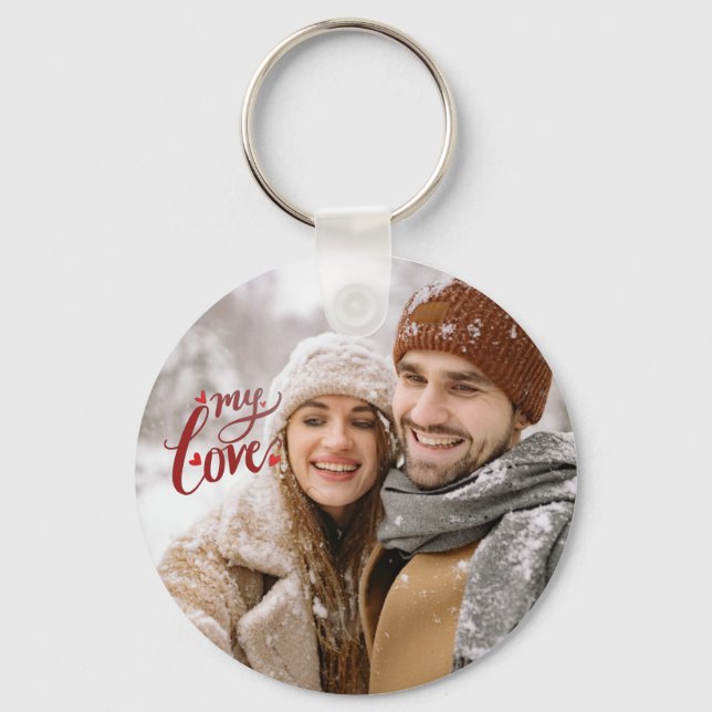 Custom Photo Couple My Love Keychain (Front)
