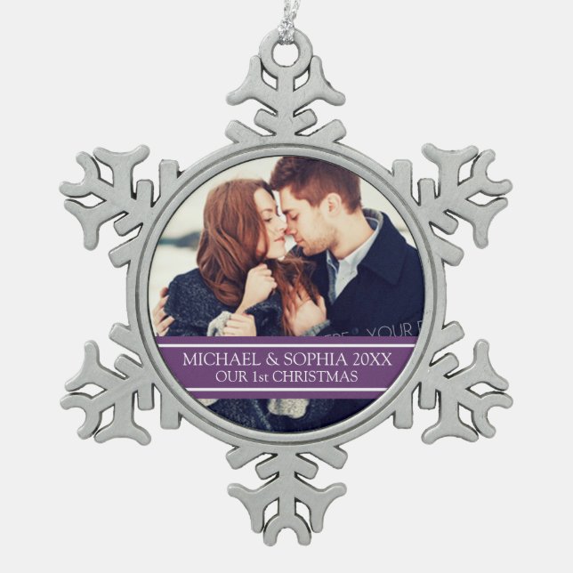 Custom Photo Couple's 1st Christmas Ornament (Front)