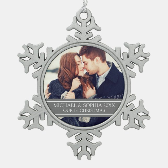Custom Photo Couple's 1st Christmas Ornament (Front)
