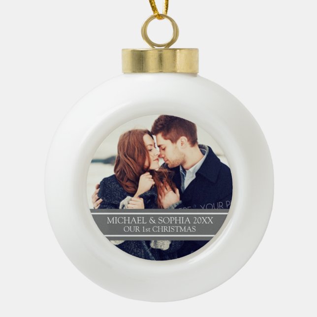 Custom Photo Couple's 1st Christmas Ornament (Front)